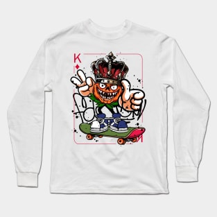 King Playing Card Monster with Skateboard Graffiti Street Art Long Sleeve T-Shirt